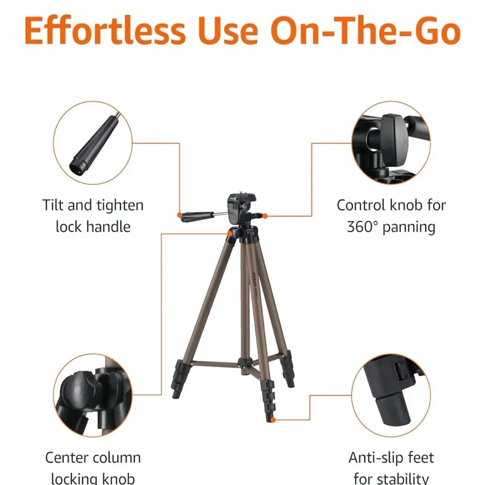 onn 67-inch Tripod with Smartphone Cradle for DSLR Cameras, Smartphones and GoPr